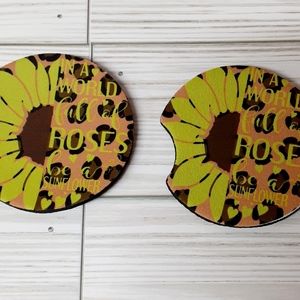 Sunflower leapard car coasters , car accessories,